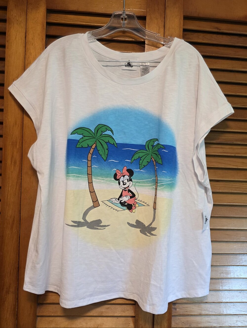 NWT Disney Parks Minnie Mouse Beach Summer T Shirt Plus Size XL White